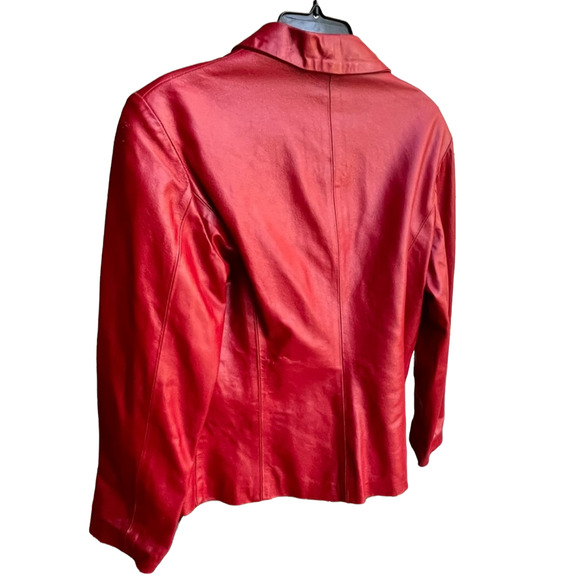 Vintage Italian Red Leather Jacket Moda Pelle Vera Pelle Women's Small Firenze - Picture 4 of 8